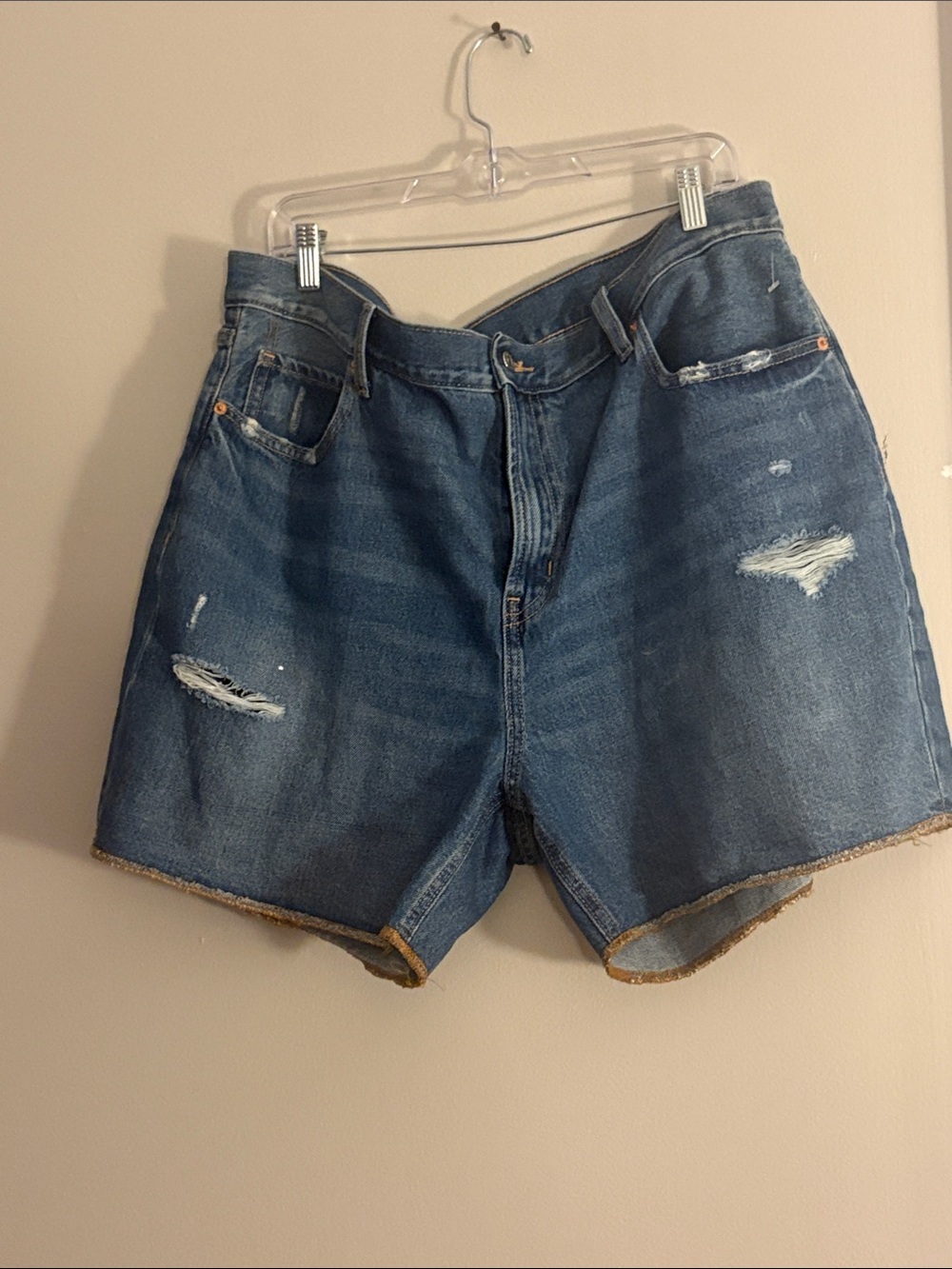 Zara Mid-Blue Distressed Denim Shorts